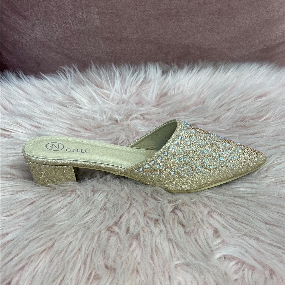 Sparkling Gold Embellished Mules - Picture 5 of 8